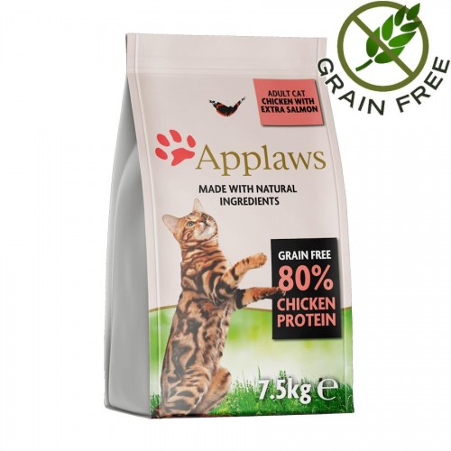 Applaws Cat Adult 80% Chicken & Salmon - суха храна за котки с пилешко и сьомга (7.5 кг)