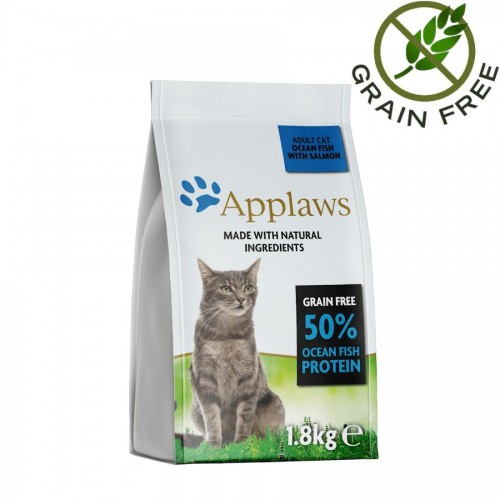 Applaws Cat Adult 80% Salmon & Ocean Fish - суха храна за котки с океанска риба и сьомга (1.8 кг)