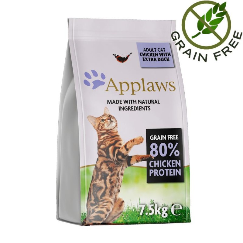 Applaws Cat Adult 80% Chicken & Duck - суха храна за котки с пиле и патица (7.5 кг)