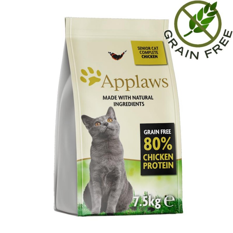 Applaws Cat Senior 80% Chicken - суха храна за възрастни котки с пилешко (7.5 кг)