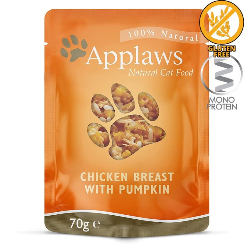 Applaws Cat Chicken Breast with Pumpkin in Broth - пауч за котки с пилешки филенца и тиква в бульон (3 х 70 гр)