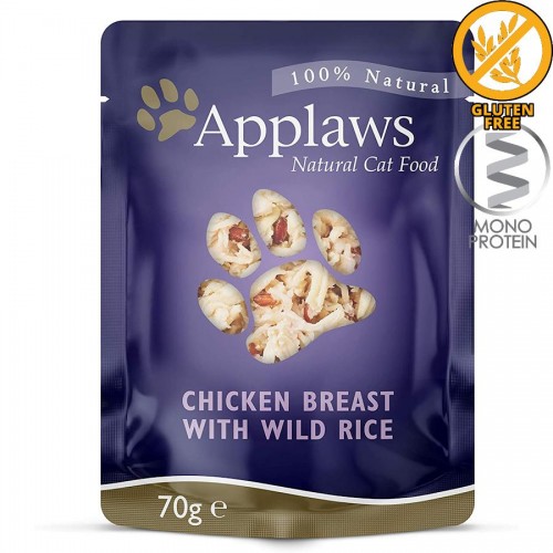 Applaws Cat Chicken Breast with Wild Rice in Broth - пауч за котки с пилешко филе и див ориз (3 х 70 гр)