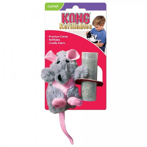 Плюшено плъхче Kong Rat with Catnip - тиха играчка за плашливи котки с привличаща билка