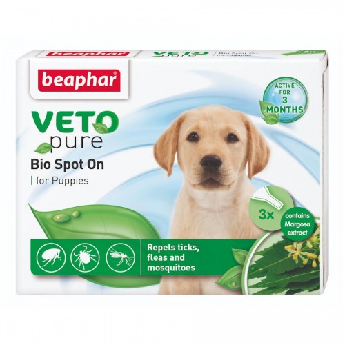 Beaphar Veto Pure Bio Spot On Dog Puppy - противопаразитни пипети за кученца (3 бр.)