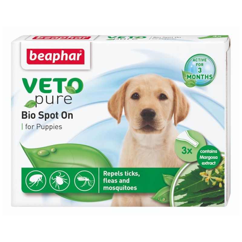 Beaphar Veto Pure Bio Spot On Dog Puppy - противопаразитни пипети за кученца (3 бр.)