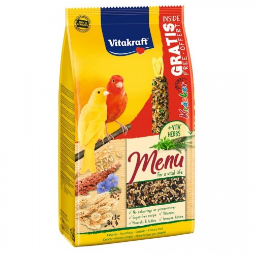 Основна храна за канарчета с билки Vitakraft Menu + VITA®HERBS (1 кг) & Vita Kräcker® (1 бр)