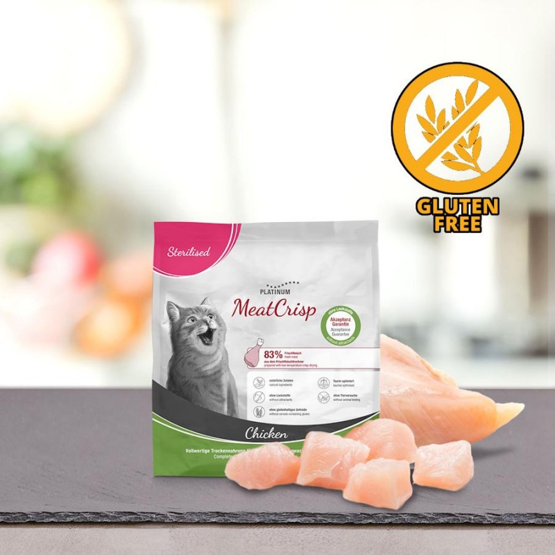 Platinum Cat Sterilised MeatCrisp Chicken (400 гр) - качествена суха храна за кастрирани котки