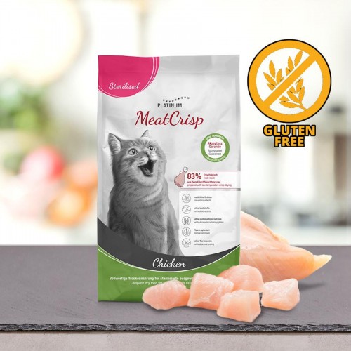 Platinum Cat Sterilised MeatCrisp Chicken (1.5 кг) - качествена суха храна за кастрирани котки