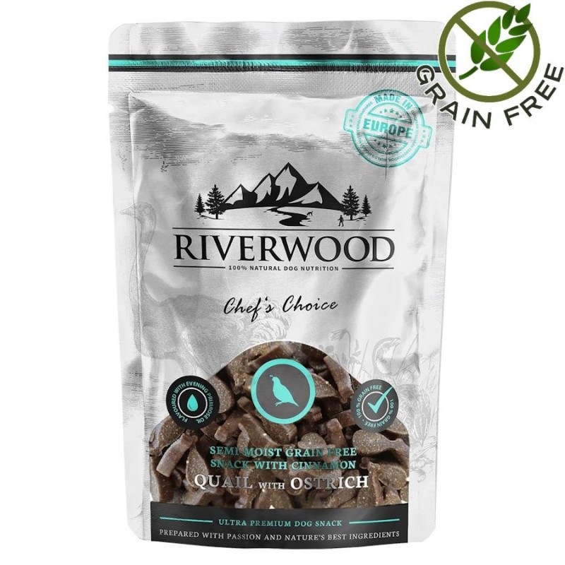 Riverwood Dog Snack Quail & Ostrich - лакомство за кучета с пъдпъдък и щраус (200 гр)