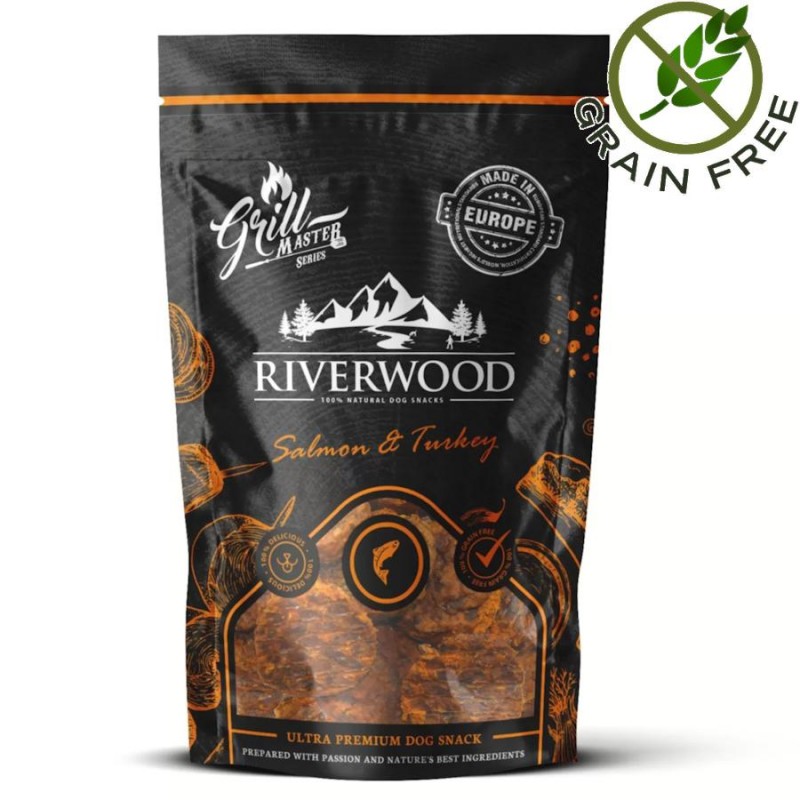 Riverwood Grillmaster Snack Salmon & Turkey - лакомство за кучета със сьомга, херинга и пуйка (100 гр)