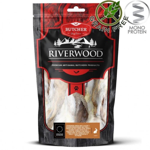 Riverwood Butcher Snack Rabbit Ears with Fur - лакомство за кучета от заешки уши с козина (100 гр)