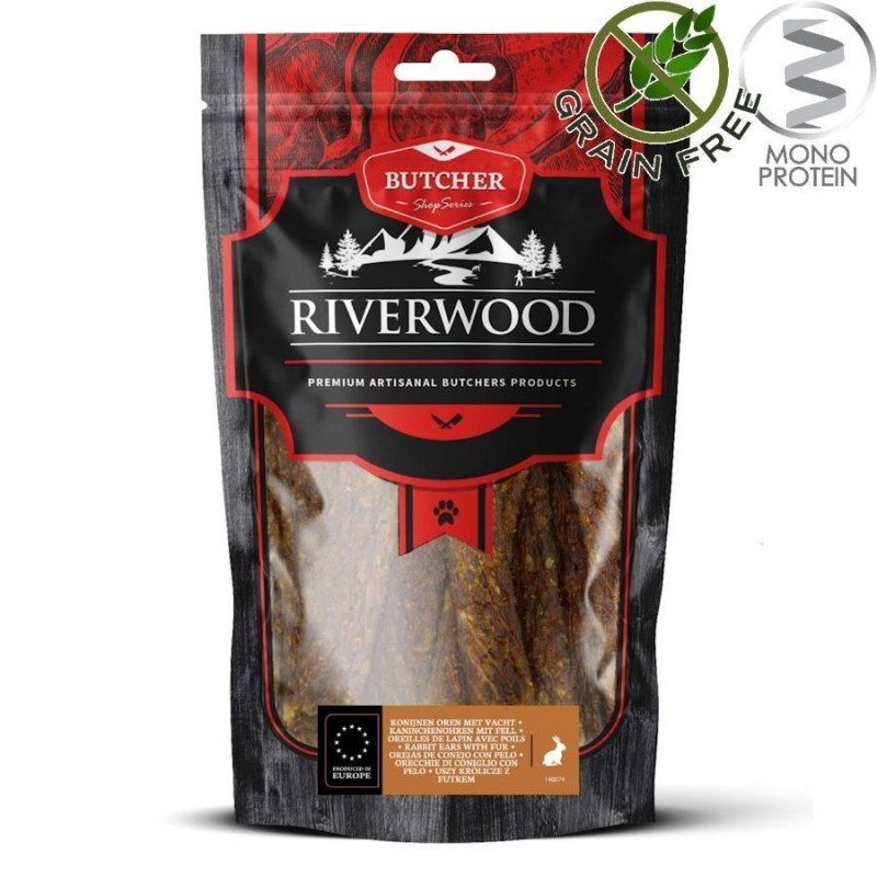 Riverwood Butcher Snack Meat Strips Rabbit - лакомство за кучета с ленти от заешко месо (150 гр)