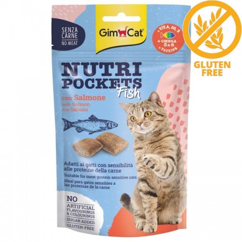 GimCat Nutri Pockets Fish Salmon - лакомство за котки (60 гр)