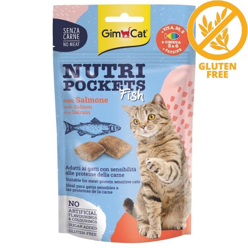 GimCat Nutri Pockets Fish Salmon - лакомство за котки със сьомга (60 гр)