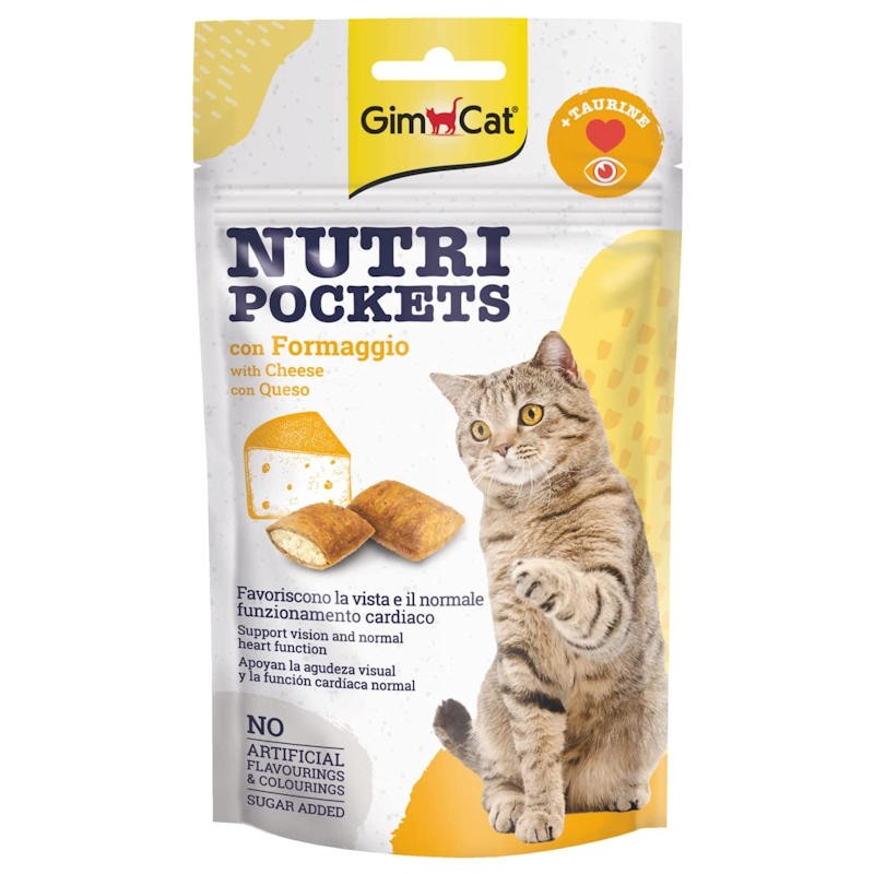 GimCat Nutri Pockets Cheese & Taurin - лакомство за котки със сирене (60 гр)