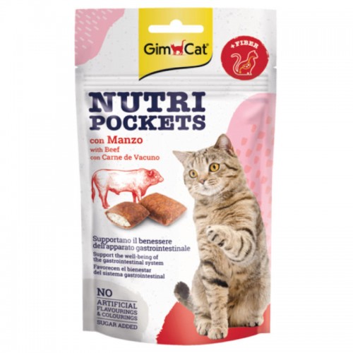 GimCat Nutri Pockets Beef - лакомство за котки (60 гр)