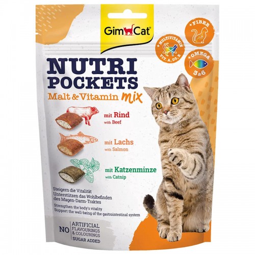 GimCat Nutri Pockets Malt & Vitamin Mix - лакомство за котки (150 гр)