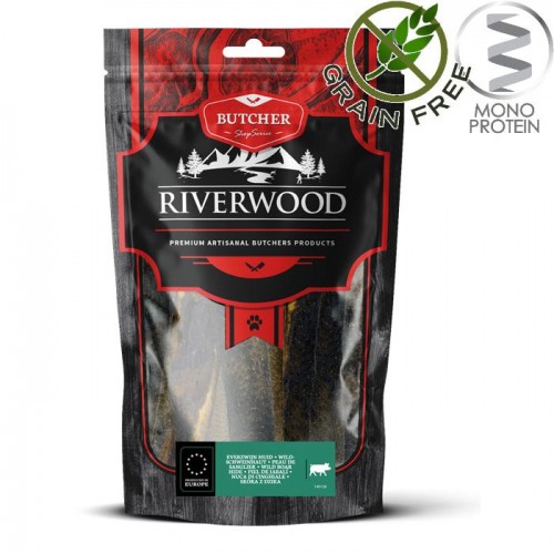 Riverwood Butcher Snack Wild Boar Skin - лакомство за кучета от кожички на диво прасе (200 гр)