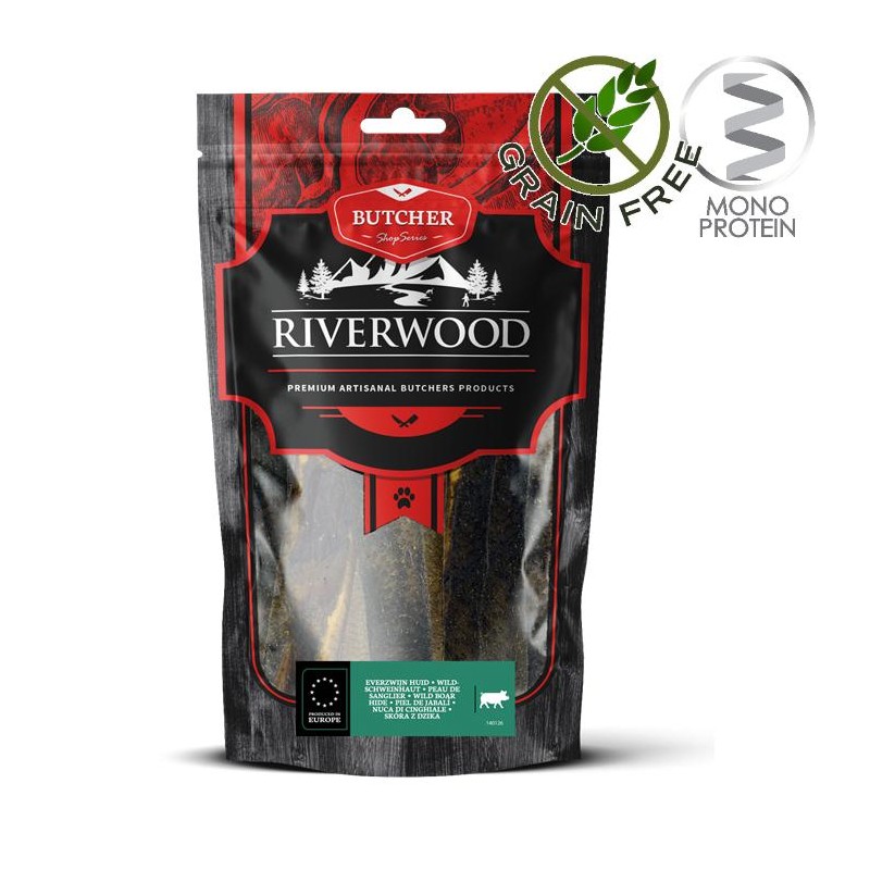 Riverwood Butcher Snack Wild Boar Skin - лакомство за кучета от кожички на диво прасе (200 гр)