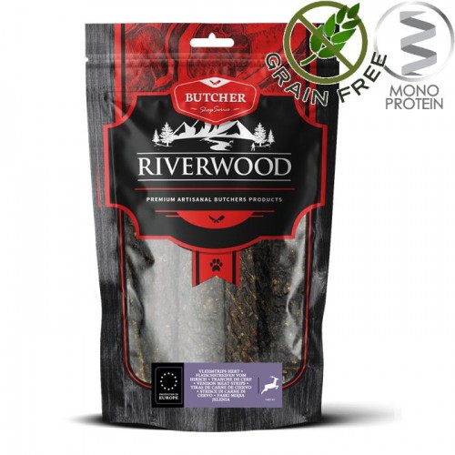 Riverwood Butcher Snack Meat Strips Deer - лакомство за кучета от сушени еленски ленти (150 гр)