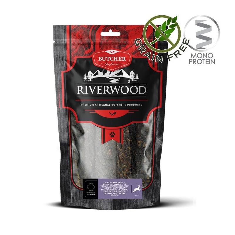 Riverwood Butcher Snack Meat Strips Deer - лакомство за кучета от сушени еленски ленти (150 гр)