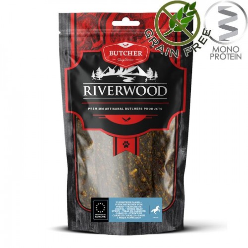 Riverwood Butcher Snack Meat Strips Horse - лакомство за кучета от конско месо на ленти (150 гр)