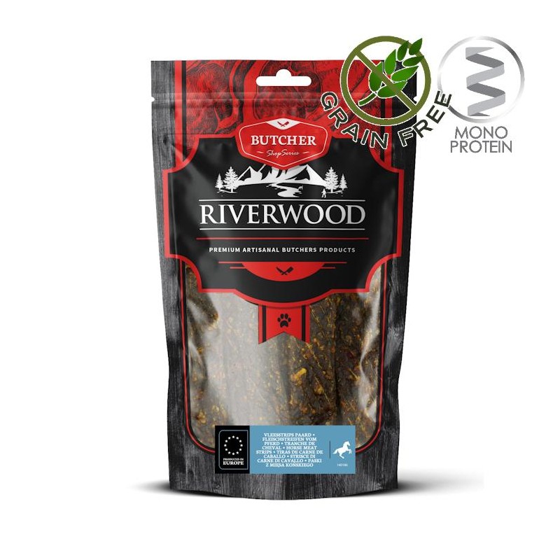 Riverwood Butcher Snack Meat Strips Horse - лакомство за кучета от конско месо на ленти (150 гр)