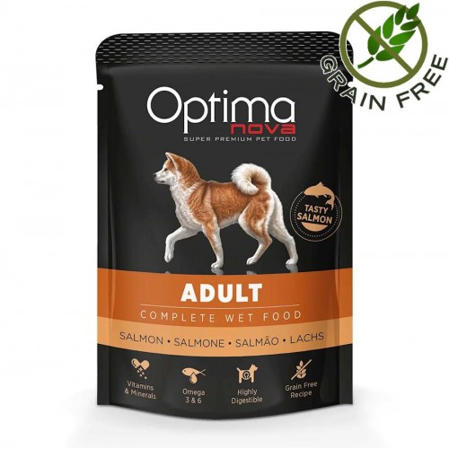 Optima Nova Dog Adult Tasty Salmon Pouch - пауч за кучета с вкусна сьомга, сардини и туна (300 гр)