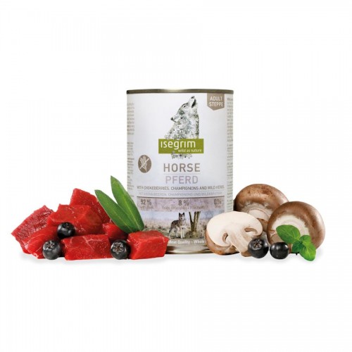 Isegrim Dog Adult Horse, Chokeberries, Champignons & Herbs - консерва за кучета с конско месо (400 гр)