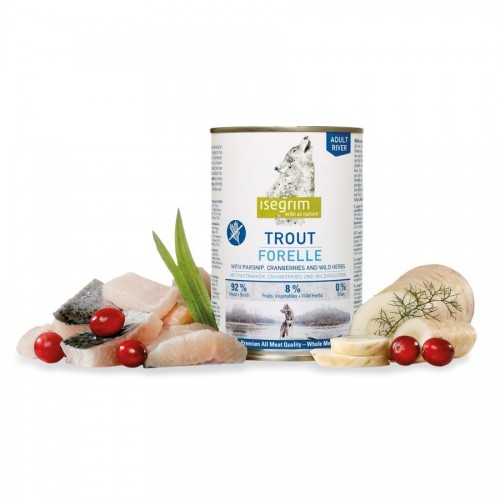 Isegrim Dog Adult Trout + Parsnip, Cranberries & Herbs - консерва за кучета (800 гр)