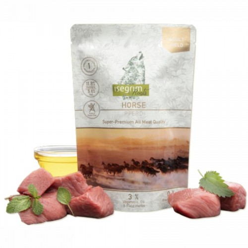 Isegrim Dog Adult Horse + Vegetable Mix & Herbs - монопротеин пауч за кучета с конско (410 гр)