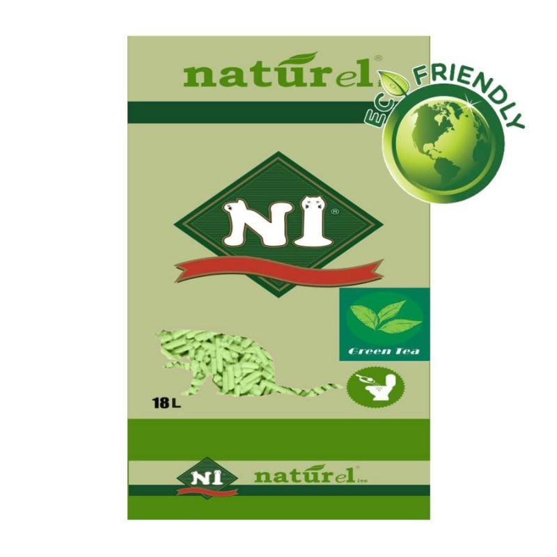 Соева тоалетна за котки с аромат на зелен чай - N1 Cat Soy Litter Green Tea (6 л)