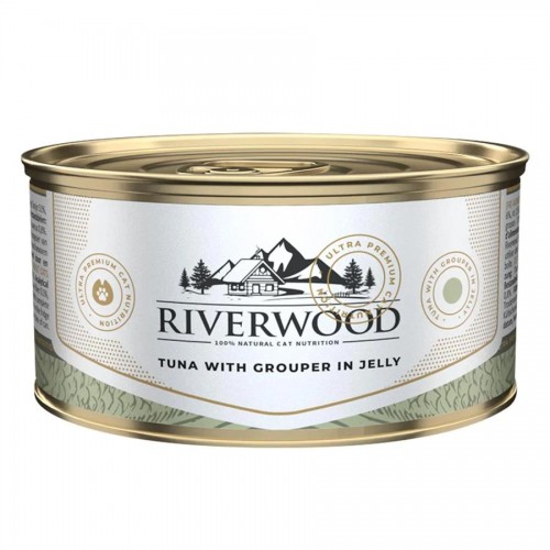 Консерва за котки с риба тон и групър в желе Riverwood Tuna with Grouper in Jelly (85 гр)