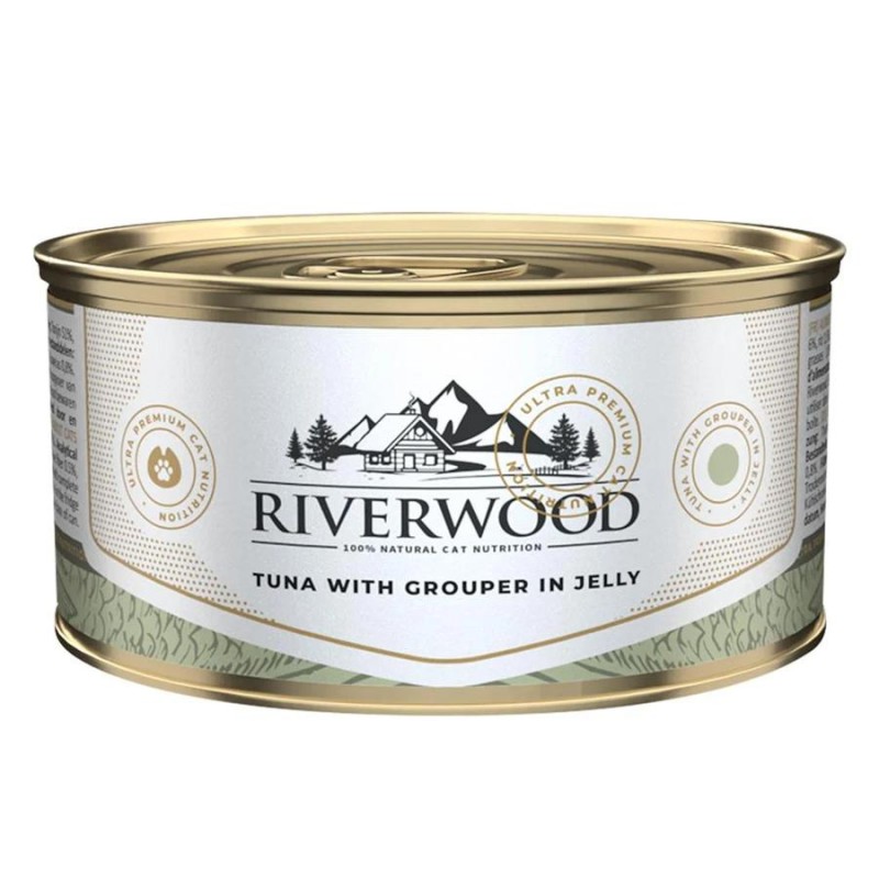 Консерва за котки с риба тон и групър в желе Riverwood Tuna with Grouper in Jelly (85 гр)