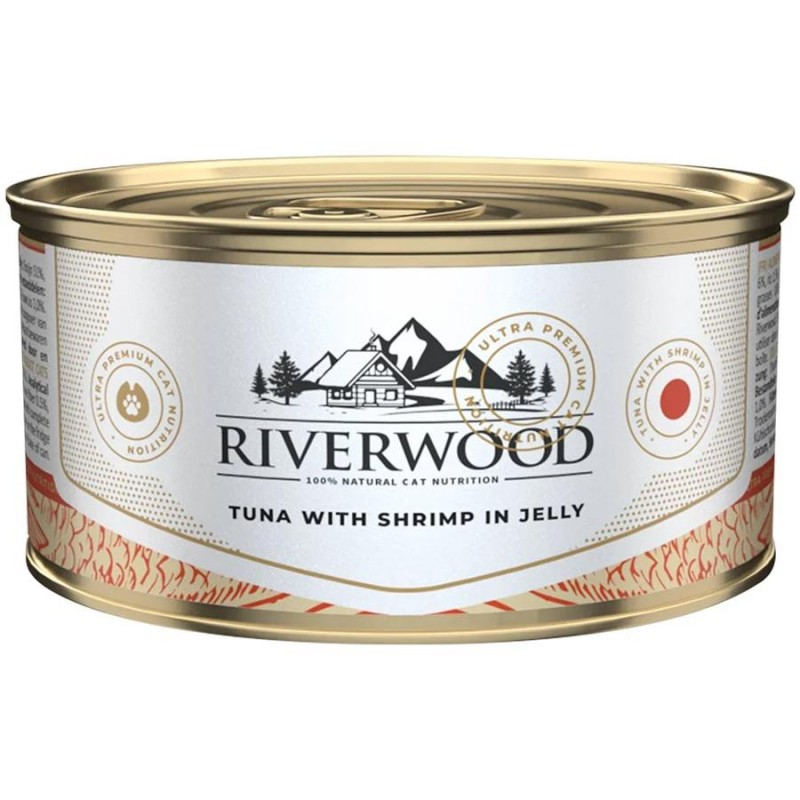 Консерва за котки с риба тон и скариди в желе Riverwood Tuna with Shrimps in Jelly (85 гр)