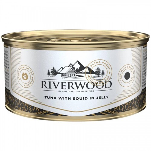 Консерва за котки с риба тон и калмари в желе Riverwood Tuna with Squid in Jelly (85 гр)