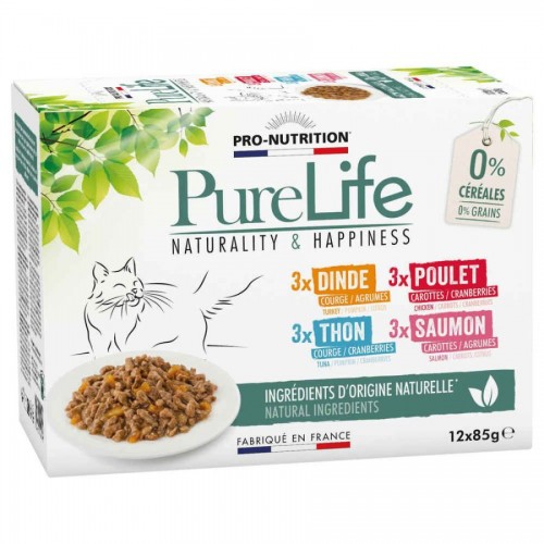 PureLife Multipack Cat Pouch - първокласен пауч за котки с 4 вкусови разновидности (12 х 85 гр)