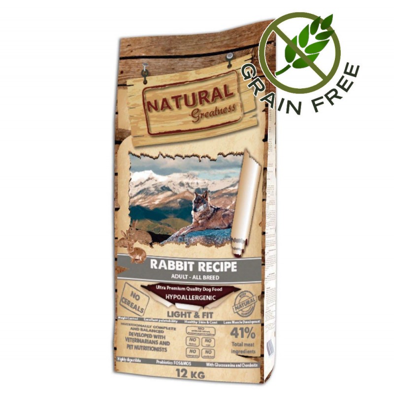 Диетична храна за кучета с ултра премиум качество Natural Greatness "Light & Fit - Rabbit" 15 кг