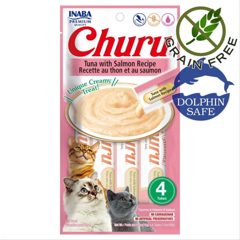 Фино пюре за котки с риба тон и сьомга Inaba Churu Tuna with Salmon Recipe (4 х 14 гр)