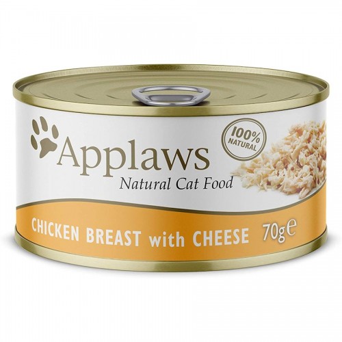 Applaws Cat Chicken Breast with Cheese in Broth - консерва за котки с пилешки филенца и сирене в бульон (70 гр)
