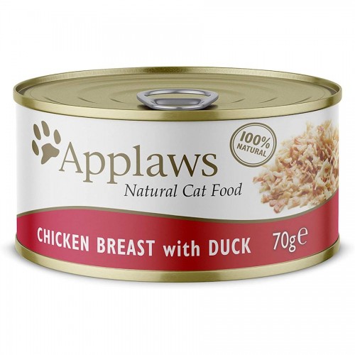 Applaws Cat Chicken Breast with Duck in Broth - консерва за котки с пилешки филенца и патешко в бульон (70 гр)