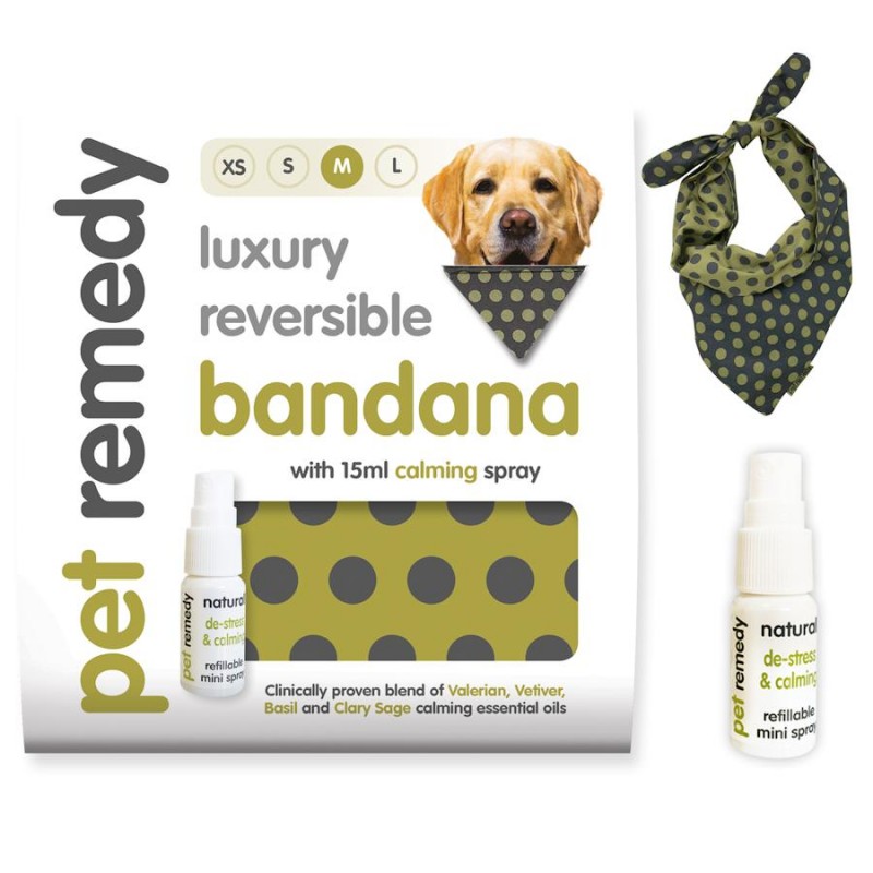 Pet Calming Luxury Bandana Kit (15 мл) - успокояващ спрей  + памучна кърпа за кучета и котки