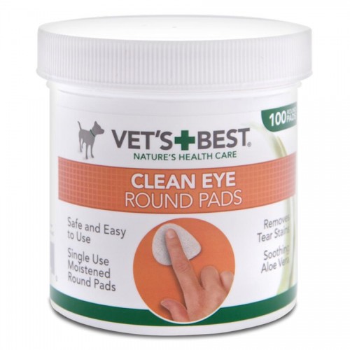 Почистващи тампони за очи на кучета - Vet's Best Clean Eye Round Pads (100 бр.)