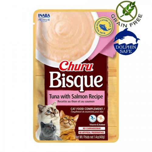 Крем Супа Churu Bisque Tuna with Salmon Recipe (40 гр) - течно лакомство за котки с риба тон и сьомга