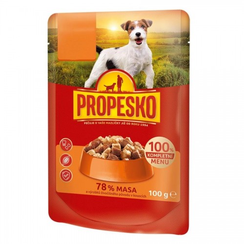 Пауч за кучета от малки породи Propesko Dog с говеждо и заек (100 гр)