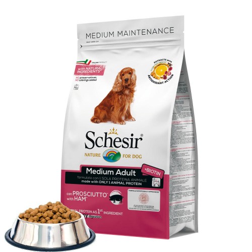 Schesir Medium Dog with Ham - суха храна за кучета (500 гр)