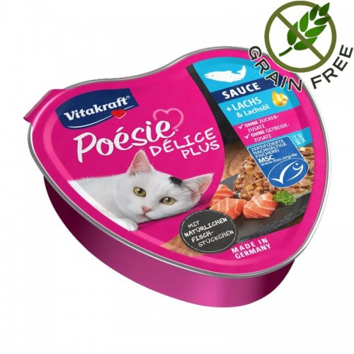 Първокачествена храна за котки Poésie® Heart Delice Plus - Сьомга и Масло от Сьомга (85 гр)