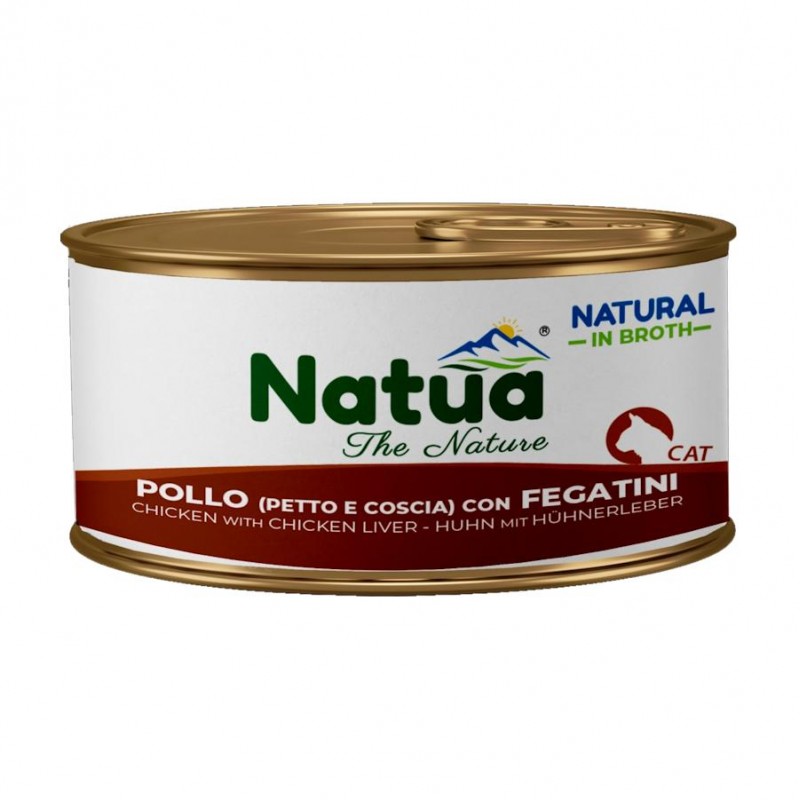 Natua Natural Cat Chicken & Liver in Broth - консерва за котки с пилешко (гърдички, бутче и дробчета)