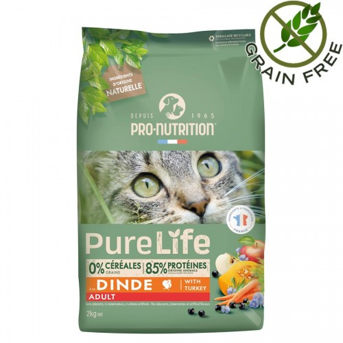 Отлична храна за котки с пуешко Flatazor Pro-Nutrition Pure Life Cat Adult with Turkey (2 кг)