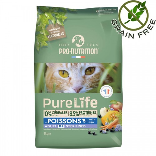 Отлична храна за стари котки с риба Flatazor Pro-Nutrition Pure Life Cat Adult with Fish (8 кг)